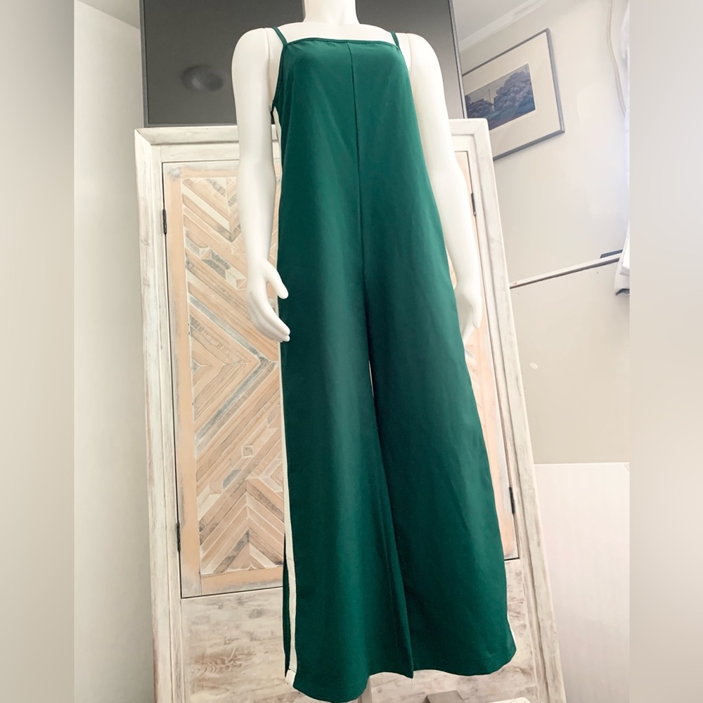 Naked by V green wide leg cotton romper.